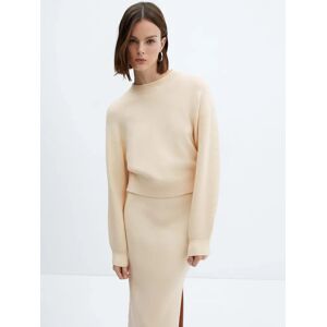 Mango Nora Round Neck Jumper - Light Beige - Female - Size: XS