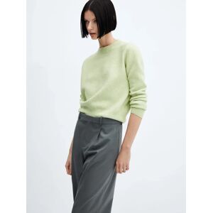 Mango Round Neck Knitted Jumper - Green - Female - Size: XS