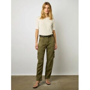 Gerard Darel Celya Linen Blend Cargo Jeans, Khaki Green - Khaki Green - Female - Size: 6