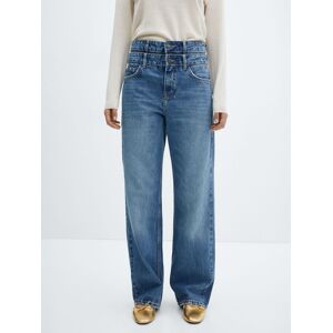 Mango Doro Double Waist Straight Jeans, Open Blue - Open Blue - Female - Size: 6