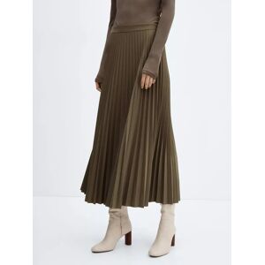 Mango Camila Pleated Midi Skirt, Khaki - Khaki - Female - Size: 6