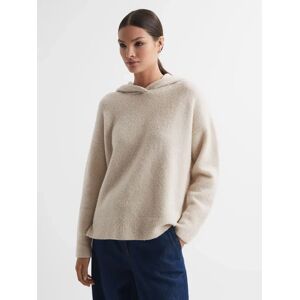 Reiss Ember Wool Blend Boucle Hoodie, Stone - Stone - Female - Size: S