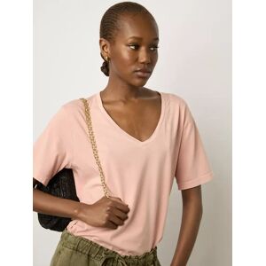 Gerard Darel Maurine V Neck Cotton T-Shirt, Pink - Pink - Female - Size: 10