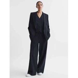 Reiss Willow Pinstripe Wool Blend Tailored Trousers, Navy - Navy - Female - Size: 14
