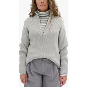 MY ESSENTIAL WARDROBE Ally Zip Neck Rib Knit Jumper, Light Grey Melange - Light Grey Melange - Female - Size: M