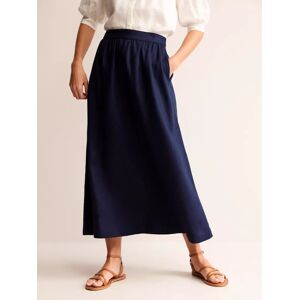 Boden Florence Linen Midi Skirt, Navy - Navy - Female - Size: 8