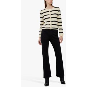 French Connection Marloe Striped Rib Knit Cardigan, Classic Cream/Black - Classic Cream/Black - Female - Size: L