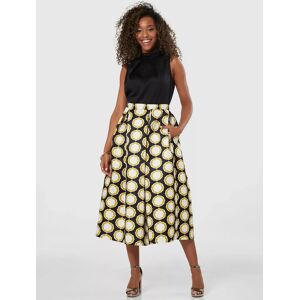 Closet London 2-in-1 Full Skirt Print Midi Dress, Black/Multi - Black/Multi - Female - Size: 16