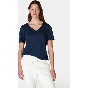 Sweaty Betty Essential Organic Cotton Blend V-Neck T-Shirt - Navy Blue - Female - Size: M