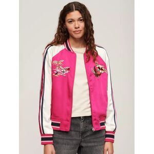 Superdry Sukajan Embroidered Bomber Jacket - Bright Pink - Female - Size: 10
