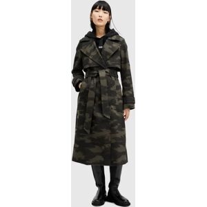 AllSaints Mixie Double Breasted Camouflage Trench Coat, Brown - Brown - Female - Size: 14