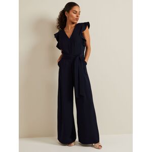 Phase Eight Petite Kallie Frill Sleeve Jumpsuit, Navy - Navy - Female - Size: 8