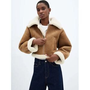 Mango Crawford Double Sided Faux Leather Jacket, Light Beige - Light Beige - Female - Size: XS
