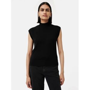 Jigsaw Silk Cotton Blend High Neck Top - Black - Female - Size: S