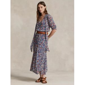 Polo Ralph Lauren Floral Print Georgette Maxi Dress, Red/Blue - Red/Blue - Female - Size: XS