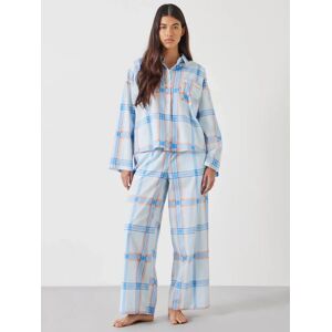 HUSH Kirby Summer Check Wide Leg Cotton Pyjamas, Pink/Blue - Pink/Blue - Female - Size: XS