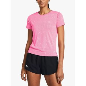 Under Armour Launch Splatter Short Sleeve Top, Pink/Reflective - Pink/Reflective - Female - Size: L