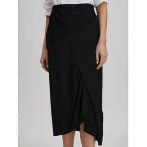 Reiss Zaria Draped Midi Skirt, Black - Black - Female - Size: 10