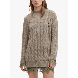 Mango Home Distressed Cable Knit Jumper, Beige - Beige - Female - Size: XS-S