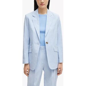 Hugo Boss BOSS Jopeta Seersucker Striped Blazer, Blue/White - Blue/White - Female - Size: 14