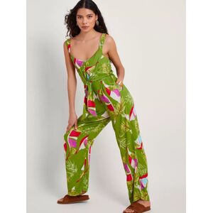 Monsoon Amina Leaf Print Jumpsuit, Green/Multi - Green/Multi - Female - Size: XXL