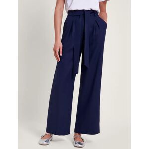 Monsoon Mabel Linen Blend Trousers, Navy - Navy - Female - Size: L