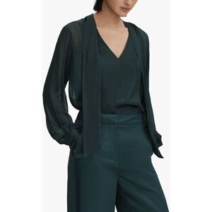 Reiss Lula Satin Tie Neck Blouse, Green - Green - Female - Size: 10