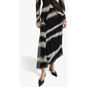 Mango Allegra Abstract Stripe Asymmetric Maxi Skirt, Black/Cream - Black/Cream - Female - Size: S