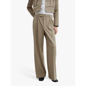 Mango Dakota Pleat Front Wide Leg Trousers, Taupe - Taupe - Female - Size: 6