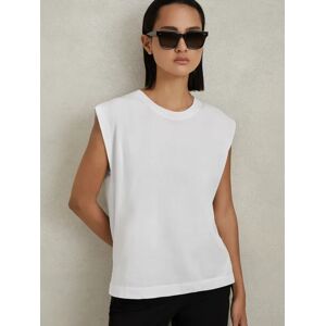 Reiss Morgan Cap Sleeve Cotton T-Shirt - White - Female - Size: M