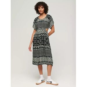 Superdry Shirbori Layer Print Cut Out Midi Dress, Monochrome - Monochrome - Female - Size: 10