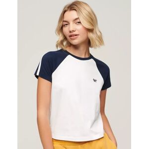 Superdry Essential Organic Cotton Logo Retro T-Shirt - Optic/ Richest Navy - Female - Size: 12