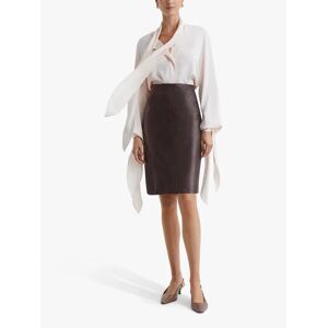 Reiss Raya Leather Pencil Skirt, Berry - Berry - Female - Size: 8