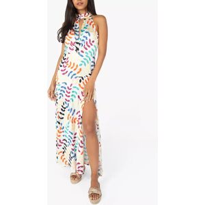 Traffic People Sargasso Sea Silk Blend Halter Neck Maxi Dress, Cream/Multi - Cream/Multi - Female - Size: M