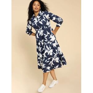 White Stuff Mayra Floral Organic Cotton Midi Shirt Dress, Navy - Navy - Female - Size: 24