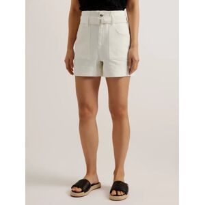 Ted Baker Selda Self-Tie Belt High Waist Shorts - White - Female - Size: 14