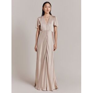 Ghost Delphine Bias Cut Satin Maxi Dress - Beige - Female - Size: M