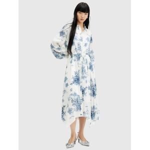 AllSaints Skye Dekorah Linen and Silk Blend Midi Dress, Denim Blue - Denim Blue - Female - Size: 8