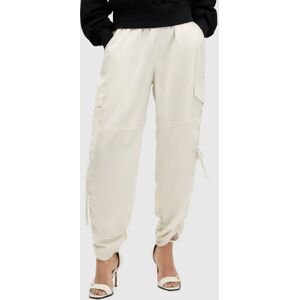 AllSaints Kaye Loose Fit Satin Cargo Trousers - Cream - Female - Size: M