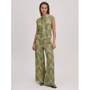 FLORERE Paisley Print Wide Leg Trousers, Lime Green/Multi - Lime Green/Multi - Female - Size: 16