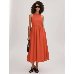 FLORERE Full Skirt Cotton Blend Dress - Deep Coral - Female - Size: 8