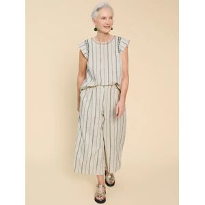 White Stuff Lisette Stripe Linen Blend Culottes, Natural - Natural - Female - Size: 8