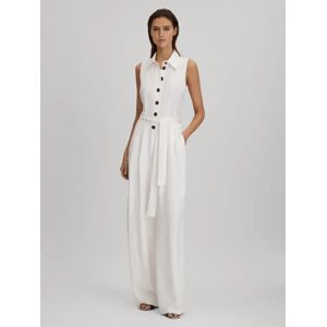 Reiss Perla Linen Blend Jumpsuit - White - Female - Size: 14