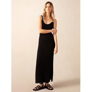 Ro&Zo Contrast Trim Rib Knit Maxi Dress - Black - Female - Size: 6