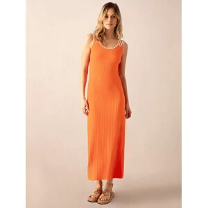 Ro&Zo Contrast Trim Rib Knit Maxi Dress - Orange - Female - Size: 6
