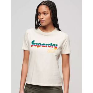 Superdry Retro Flock Relaxed T-Shirt, Rice White - Rice White - Female - Size: 10