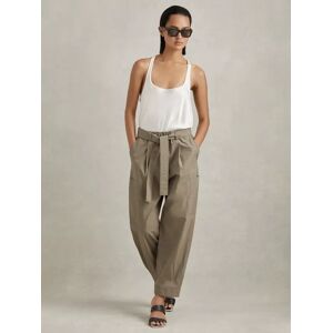 Reiss Delia Tapered Parachute Cargo Trousers - Khaki - Female - Size: 6