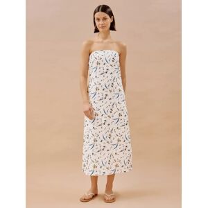 Albaray Sprig Floral Bandeau Maxi Dress - White/Multi - Female - Size: 14