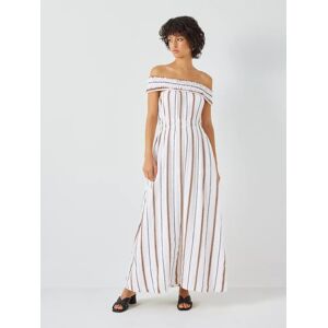 SUMMERY Copenhagen Bella Stripe Off Shoulder Maxi Dress, Whisper White/Multi - Whisper White/Multi - Female - Size: XS