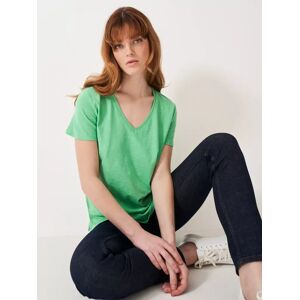 Crew Clothing Perfect V-Neck Slub T-Shirt - Emerald Green - Female - Size: 10